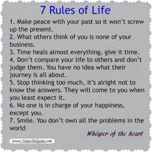Rules of life...