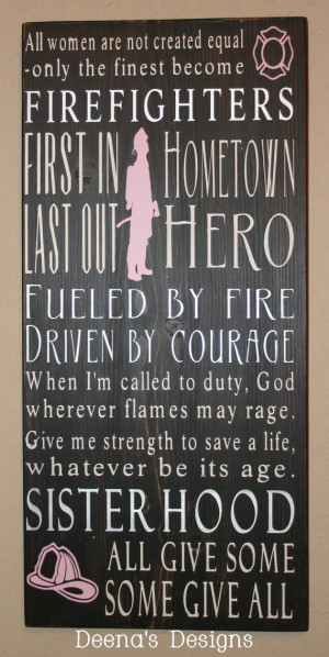 Female Firefighter Subway Art, Firefighter Decor, Distressed Decor ...