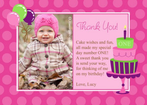 1st Birthday Party Thank You Cards