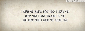 wish you knew how much i liked you how much i love talking to you ...