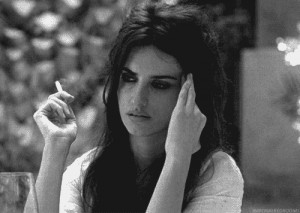 black and white, cigarette, penelope cruz, smoke, woman