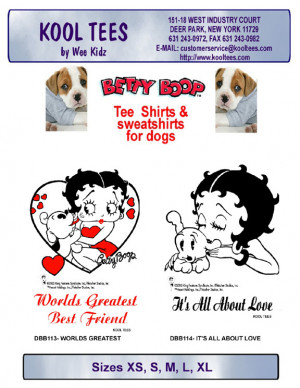 BETTY BOOP TEE SHIRTS FOR DOGS