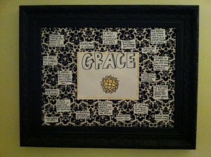 Fabric covered bulletin board makes a inspirational quote board.