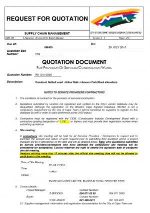 Construction Company Labour Cost Quotation Letter