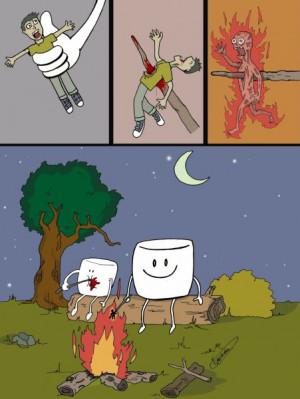 Funny Marshmallow Human Toast Cartoon Picture