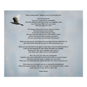 Joy and Sorrow by Kahlil Gibran Print