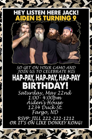 Duck Dynasty Birthday Invitation - Personalized For You More