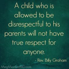 Children need to have respect for their elders, teachers, the law, etc ...