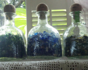 Patron Tequila Filled With cobalt blue Tumbled Sea Glass Mexican glass ...