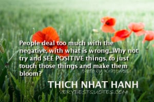People deal too much with the negative, with what is wrong...Why not ...