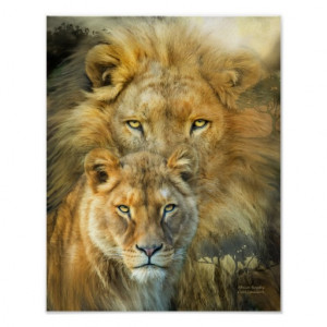 Lion And Lioness-African Royalty Art Poster/Prinr