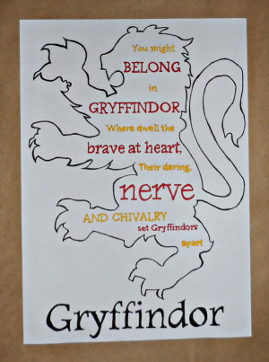 Harry Potter Gryffindor Lion Drawing and Sorting Hat quote from the ...