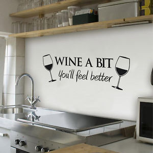 Wine A Bit Vinyl Wall Art Wall Quote Sticker Dinning Kitchen Removable ...