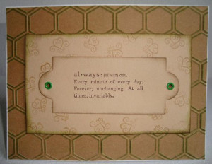 Beige and Green Kraft cardstock Quote card Definition by Wcards, $3.00