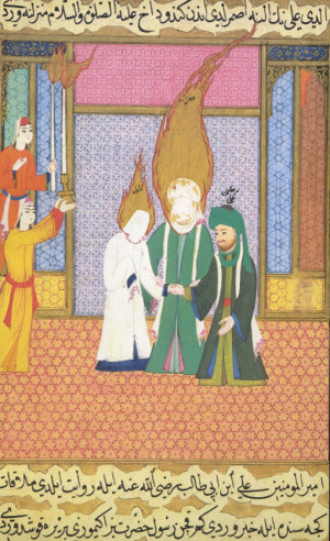 Muhammad giving Fatimah in marriage to his cousin Ali. From the Siyer ...
