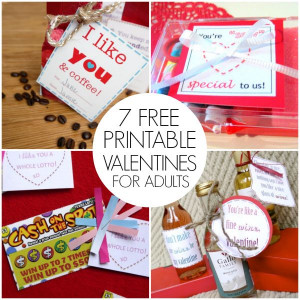 Valentines for adults! Things like lottery tickets, coffee, and wine ...