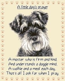 MINIATURE SCHNAUZER crossstitch, bulldog prayer, stitch kit, cross ...