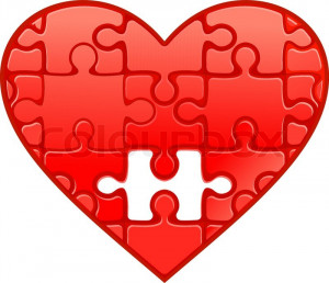 Stock vector of 'Red heart with puzzles as a concept of romantic love'
