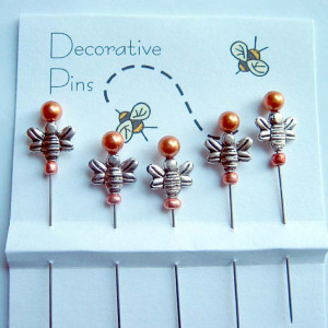 Bee Sewing Pins - Dress up your Pincushion - Silvertone Bee Pins
