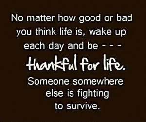 Quote Be thankful for life