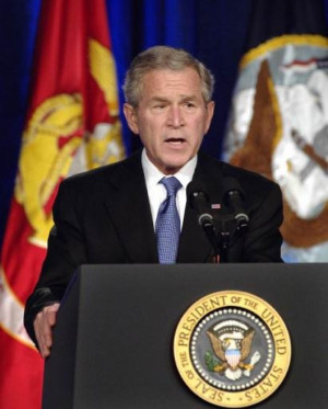 President George W. Bush, speaking to a gathering of military members ...