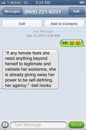 ... quote from bell hooks about the importance of female agency and power