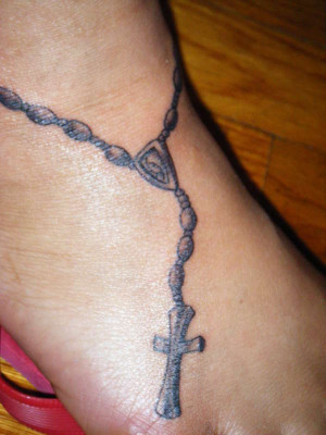 Tattoos: Simple Rosary Tattoo On Foot For Women - Fair Tattoo