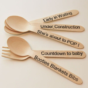 Baby Shower Spoons and Forks with stamped 