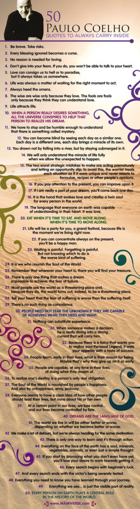 50 Paulo Coelho Inspirational And Motivational Quotes - Infographic