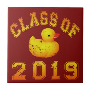 Class Of 2019 Rubber Duckie - Yellow/Red 2 Ceramic Tile