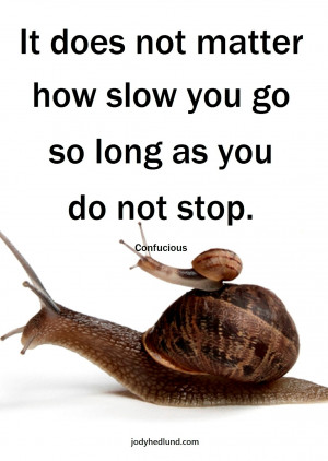 ... matter how slow you go as long as you do not stop.” Confucius