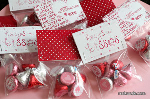 Combine Valentine’s treat bag toppers and Hershey Kisses labels and ...