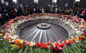 ... flowers at the Tsitsernakaberd Armenian Genocide Memorial in Yerevan