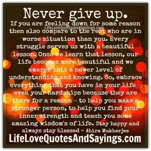 Never give up...