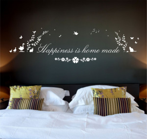 Happiness is Home Made Quote, Nature Vinyl Wall Art Sticker Decal ...