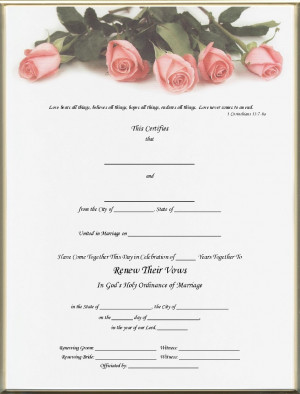 ... marriage vows certificates 7 05 pink roses printed renew marriage vows