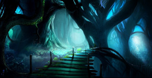 Free mysterious tree forest wallpaper background