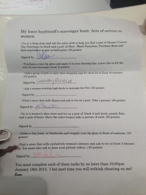 Cheating Boyfriend Sent On Humiliating Scavenger Hunt By Girlfriend ...