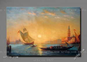 Oil Painting Canvas Sailing Ship Surf Ocean Sunset Canvas Art Panel ...