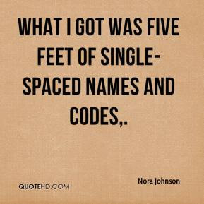 Nora Johnson - What I got was five feet of single-spaced names and ...