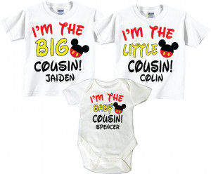 Big Cousin, Little Cousin, Baby Cousin Sibling Tshirts Set with Cute ...