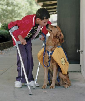 Child with service dog