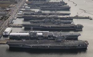 The Truth Behind the Aircraft Carriers in Port Photo