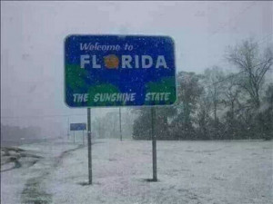 The sunshine state....covered in snow.