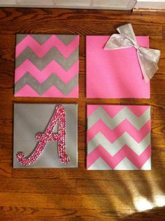 cute canvas art idea for little girl's room - four canvases, two ...