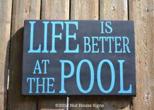 Pool Aqua Beach Sign Lake House River Summer Outdoor Quote Sayings