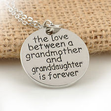 Grandmother Granddaughter Silver Love Quote Charm Round Heart Pendant ...