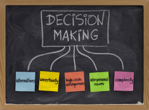 decision making concept on blackboard