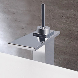 chrome finish water fall stainless steel bathroom sink faucet