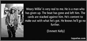 Weary Willie' is very real to me. He is a man who has given up. The ...